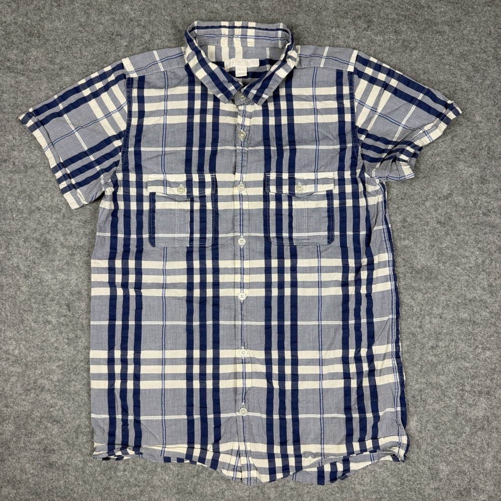 Burberry Children Boys Check Short Sleeve Button Up Shirt Blue Nova Plaid 12Y